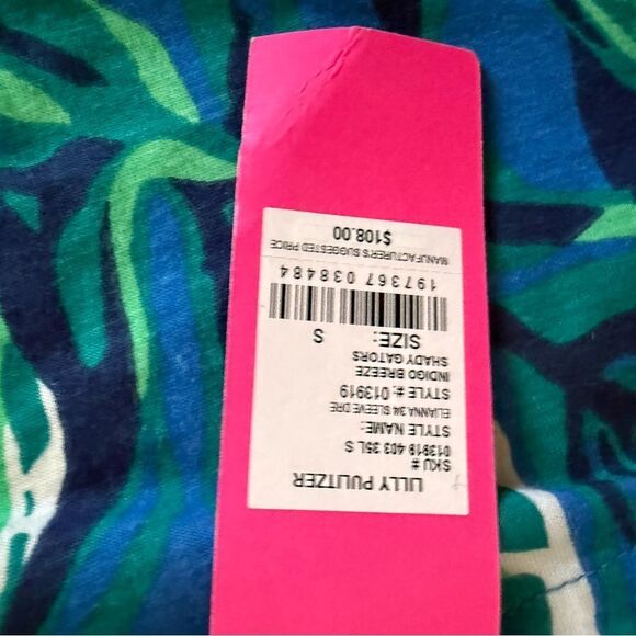 NWT Lilly Pulitzer Elianna Indigo Breeze 3/4 Sleeve T-Shirt Dress Cotton Small - Picture 16 of 16